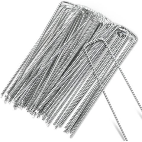 Einfeben – Piquets de fixation en acier galvanisé 15 cm – Lot de 50 – Ø2,8 mm pour gazon synthétique et toiles anti-mauvaises herbes – Ancrage robuste (1/5)