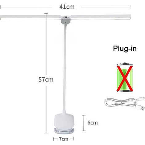 Lampe de lecture LED à double tête (à brancher) avec clip, commande tactile, intensité variable.