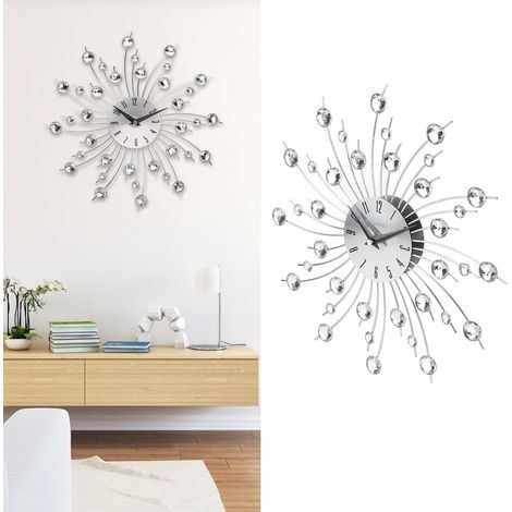 Reloj de pared vintage silencioso de hierro forjado, sin tictac, para dormitorio, cocina u oficina. Diámetro: 33 cm. Fabricado en metal y plástico negro. No incluye pila AA. (1/5)