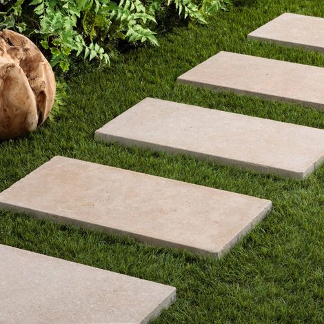 Pas japonais Rectangle Pierre d'Egypte Beige 60x30x3 cm (à l'unité) - RO'MA NATURE