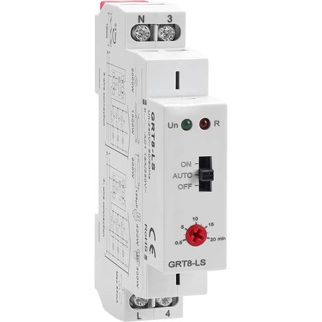 Modular Timer Clock Modular Clock 16A GRT8-LS 220V Temporary Relay Stair Timer with 0.5 to 20 min Adjustable for Staircase Hallway DIN Rail (1/5)