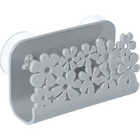 Porte-vêtements de cuisine/salle de bain, support à ventouse pour éponge et gobelet, porte-torchons, rangement pour savon, 1 pièce (gris) (1/4)