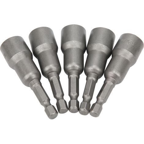 13mm chrome vanadium hexagonal socket with strong magnet and high-strength nut, pistol drill bit, electric pneumatic wrench socket, 5 pieces (1/5)
