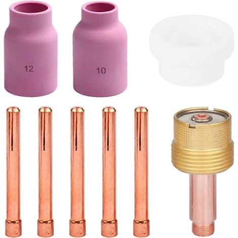 Torche de soudage TIG 9 pièces, grande lentille à gaz longue pour WP17, WP18 et WP26 (1/5)