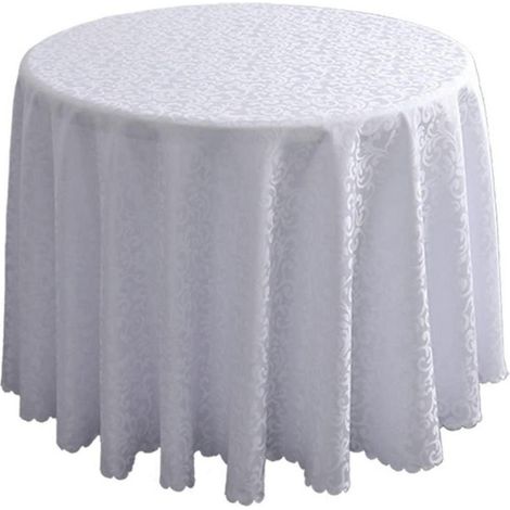 Nappe ronde 160cm Blanc Polyester pour table basse & table à manger