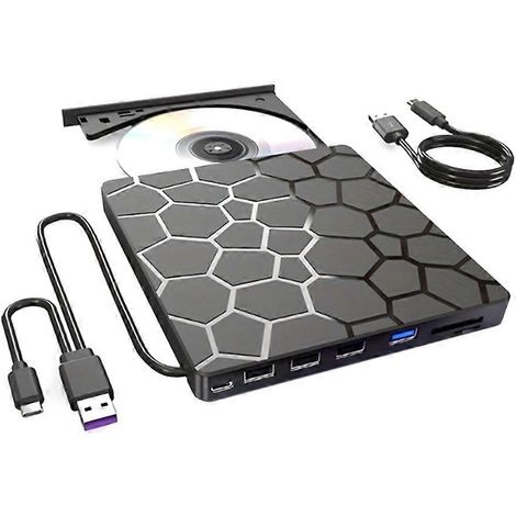 7-in-1 ultraflaches externes DVD-Lese-/Brennergerät mit USB 3.0 Typ C für Laptops und PCs.