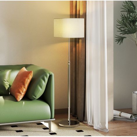 Lampada da terra regolabile con telecomando, paralume in tessuto, struttura in acciaio, beige (1/5)