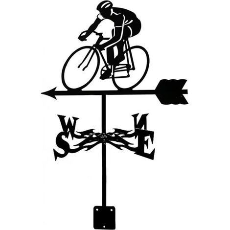 Wetterfahne zur Dachmontage - Windanzeiger für Radfahrer, Gartenstecker -