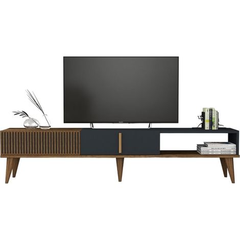 Meuble Tv design Arilis L180cm Bois foncé et Anthracite (1/5)