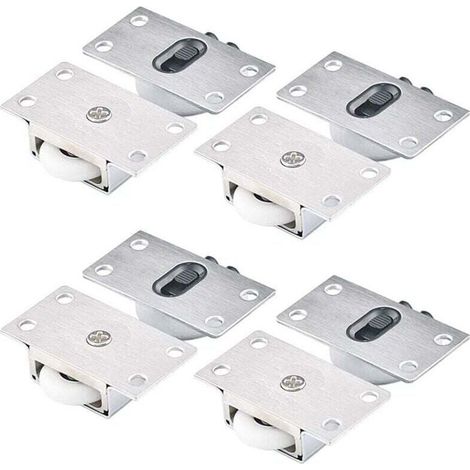 4 Paires Roues à Rouleaux pour Armoire Roues à Rouleaux pour Porte Coulissante Roulettes Placard Coulissant Galet de Armoire Porte Galet de Roulement (1/4)