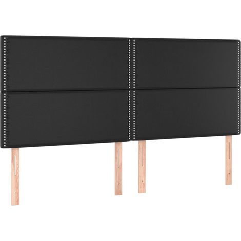 Tête de lit accessoire couchage chambre à coucher meuble à LED 200 x 5 x 118/128 cm synthétique noir TDL0200632