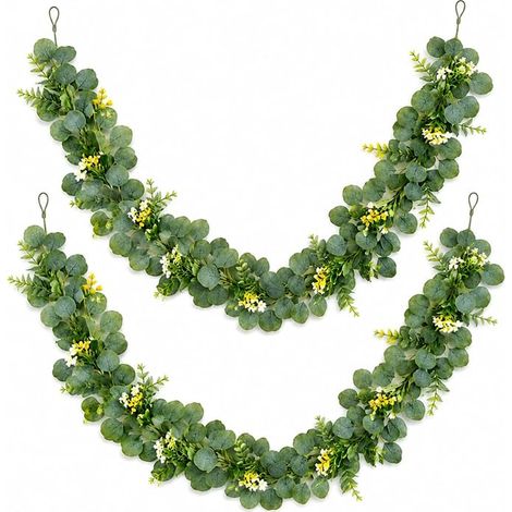 guirlandes d'eucalyptus - 1,8 m - lierre - verte - Plante d'eucalyptus pour balcon, mariage, arche, mur (1/5)