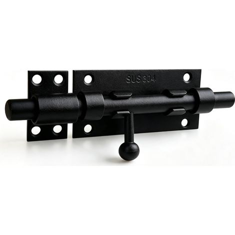 Verrou Loquet Porte Extérieur Loquet de Porte à Boulon Coulissant Verrou de Porte à Barillet Serrure avec Trou pour Cadenas, Finition en 304 Acier Inoxydable,pour Entrepôt, Portail, Noir (1/5)