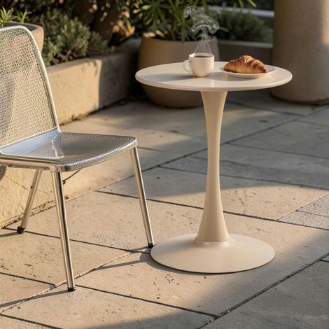 Table bistrot ronde en acier taupe ø60 cm RHODES (1/5)