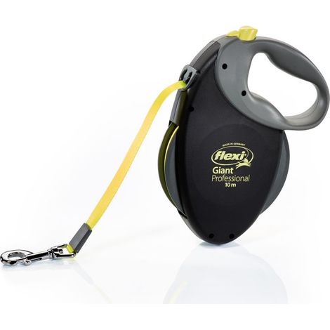 Laisse enrouleur pour chien puissant 10M – Sangle robuste néon – Système de freinage rapide – Poignée souple et confortable – Flexi