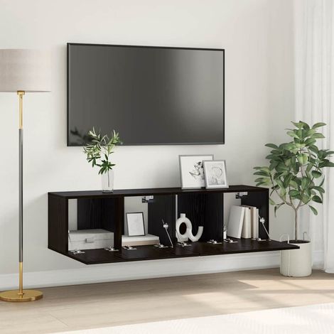 Ensemble meuble TV 2 pcs-Banc TV-Meuble Télé Noir 60 x 30 x 30 cm Bois d'ingénierie (1/5)