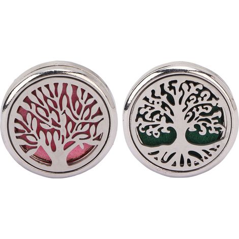 Broche diffuseur d'huiles essentielles en acier inoxydable, forme arbre évidé, léger, lavable, pendentif parfum rechargeable, lot de 2 pièces. (1/5)