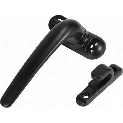 Poignée de sécurité noire pour fenêtre à battant, roulette de verrouillage pour porte et fenêtre, poignée de fenêtre pivotante avec loquet, kit de fixation pour protection antivol, robuste et durable. (1/5)