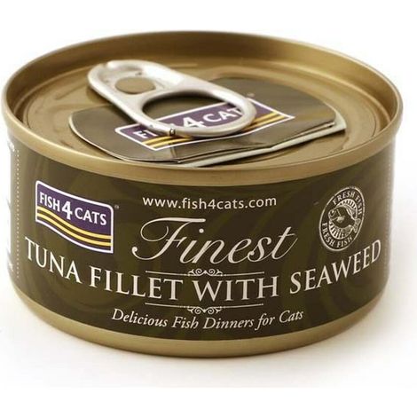 Fish4Cats - Filetti di tonno con alghe - Cibo umido per gatti 70 g (1/2)