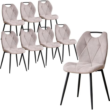 8er-Set Esszimmerstühle skandinavisch gepolstert mit Griffen, beige (1/5)