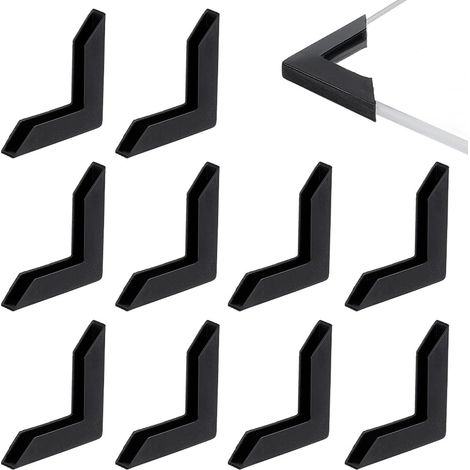 100 Pcs Protecteurs d'angle Pare-Chocs d'angle en Forme de L Protections d'angle en Plastique Noir Couvre Protection de Bord D'Épreuve pour Cadre (1/5)