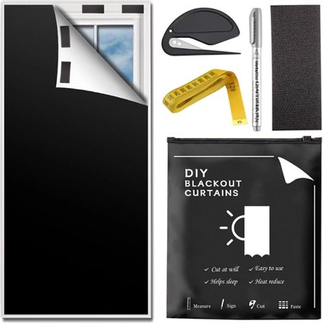 Rideaux occultants Portables, Rideaux découpés sur Mesure, Tissu Oxford entièrement occultant, Protection Solaire, adaptés à la Chambre, à la Cuisine, au loft, à la Voiture (1/5)