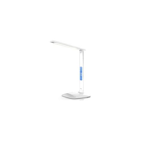 Lampada da scrivania a LED dimmerabile, 3 colori di luce, 5 livelli di luminosità, connessione USB per la ricarica di smartphone, luce soffusa per gli occhi (bianca) - Crezuo
