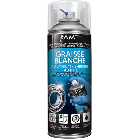 Graisse blanche - Au lithium et PTFE - Idéal charnières, gonds, roulements - AMT