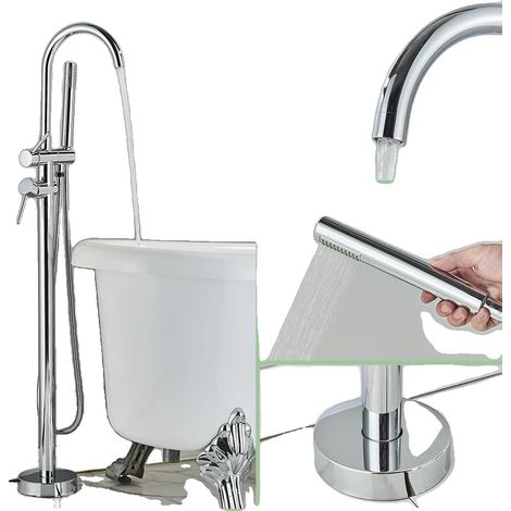Robinet de baignoire, Design moderne, Contrôle de l'eau chaude et froide, Chrome (1/2)