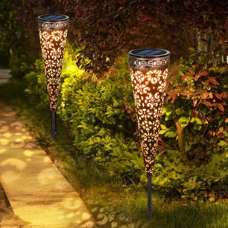 Görvitor Lot de 8 lampes solaires LED pour extérieur en métal - Étanche IP65 - Pour extérieur, jardin, jardin oriental - Pour extérieur, balcon, jardinière, chemin, cour, pelouse
