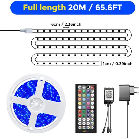Tube lumineux LED extérieur intelligent étanche IP68 (20 m) avec application et télécommande, guirlande lumineuse flexible RGB (1/5)