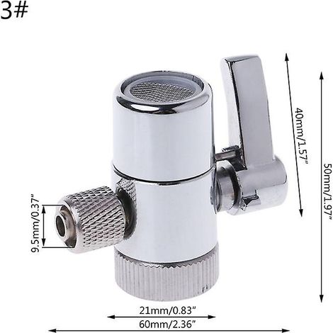 Robinet inverseur de filtre à eau pour système d'osmose inverse à vanne, raccord de tube 1/4", 2 5/8", 3/8". (1/5)