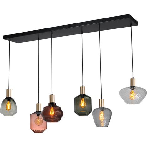 Lampe suspendue 6 lumières - dorée - Porto avec des lunettes différentes - 2711-05-02-130-25644