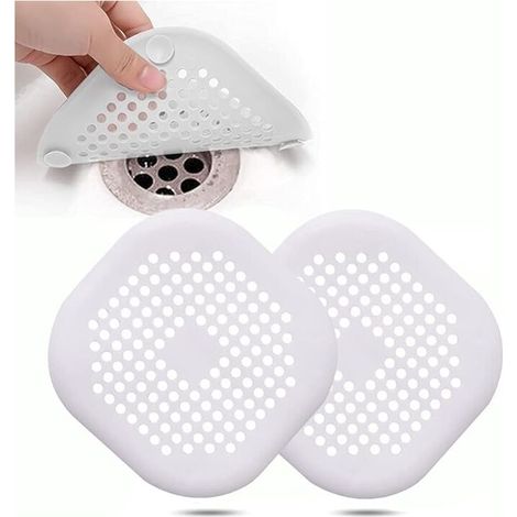 Protection de tuyau en silicone à 2 compartiments, crépine d'évier avec ventouse, protection de bonde de baignoire, pour la cuisine et la salle de bain (1/5)