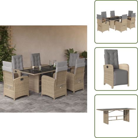 Cojines para sillas - vidaXL Set comedor de jardín 7 pzas con cojines ratán sintético beige - Muebles de exterior