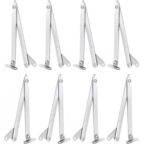 8 Pieces Folding Cupboard Door Hinge, Stainless Steel Folding Lid Support Hinge, for Wall Mounted Folding Table, Cupboard Door (Silver) (1/5)