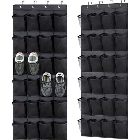 Sac de rangement pour chaussures noir suspendu, 56150cm, lot de 2, fixation murale, pour usage domestique. (1/5)