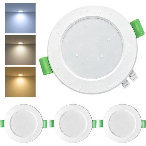 Spot LED Encastrable Extra Plat 68mm, Spots de Plafond 5W Blanc Chaud 2700K Blanc Neutre 4000K Blanc Froid 6000K Réglable IP44 Pour Salle de Bain et Cuisine, Trou 68mm-80mm Rond Lot de 3. (1/5)