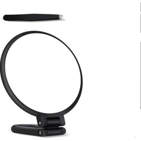 1 Miroir grossissant, Double face x30 et 1x, Rotation 360°, Compact 14,5x14cm, Avec pince à épiler, Pour maquillage et voyage (1/5)