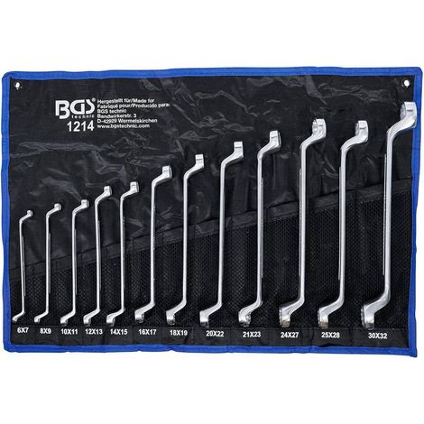 Jeu de Clés à Oeil Doubles Coudées 12 pcs - 6 x 7 à 30 x 32 mm - Acier Résistant et Précision Professionnelle - D-Work