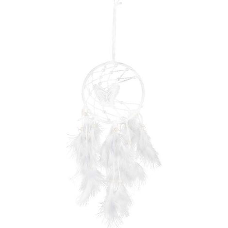 Plume de papillon blanc élégant, attrape-rêves mural décoratif pour chambre, ornement suspendu bohème, cadeau idéal pour fille, décoration murale maison (1/5)