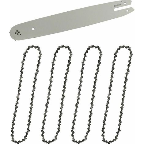 Guide-chaîne & 4 Chaînes de tronçonneuses,Guide tronçonneuse 35cm,Chaînes de tronçonneuses à gouges carrées 3/8" 1,3 mm 50 maillons longueur compatible avec STIHL
