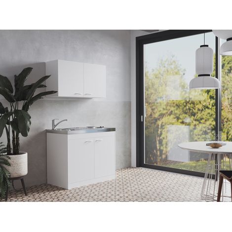 Küche Miniküche Singleküche Pantry Oberschrank Weiß Levin 100 cm Respekta