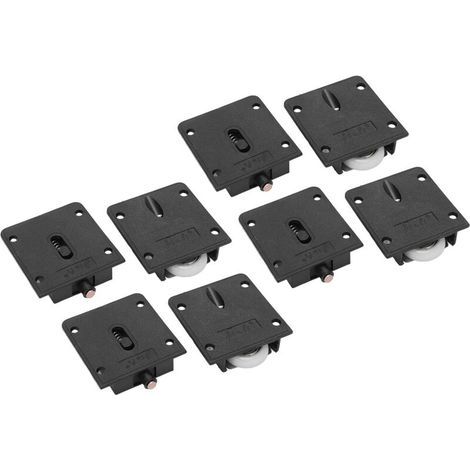 4 Paires de Roulettes Nylon Roues Simples pour Meubles, Placard, Armoire, Porte Coulissante (1/4)