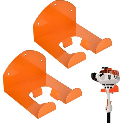 Lot de 2 supports muraux pour débroussailleuse, outils électriques jardin, suspension garage organiseur, coupe-bordures, - (1/5)