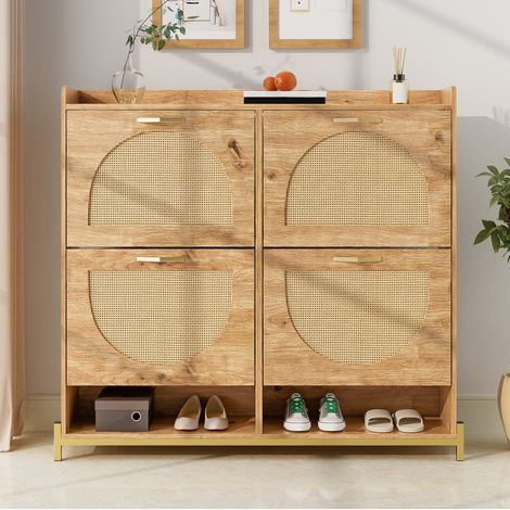 MEUBLIV Scarpiera 108,5x24x100 cm effetto legno – 4 ante, mobile da ingresso (1/5)