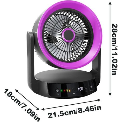ventilateur rafraichisseur d'air，silencieux,vitesse charge USB, 4vitesse,Minuteur intelligent,Affichage LED Chambre,Bureau Violet (1/4)