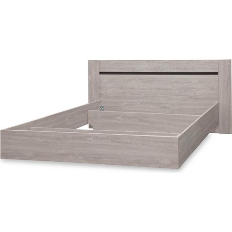 MARJORIE - Lit 160x200cm Structure Effet Bois Grisé Style Comtemporain (1/4)