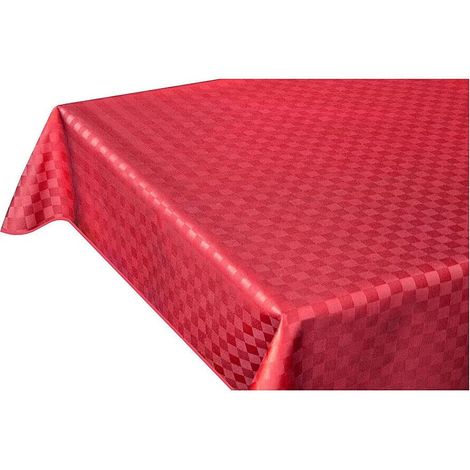 Tovaglia Cucina Antimacchia Bordata Cotone Resinato Morbido Quadretti Rosso - 140x140 cm