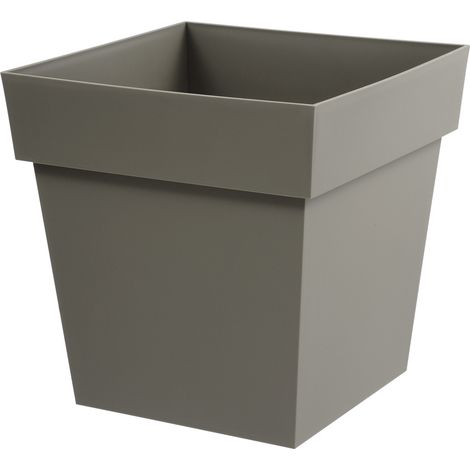 EDA – Pot Toscane Carré 38L taupe – Design carré élégant – Résistant aux UV et gel – Pour terrasses et balcons (1/5)